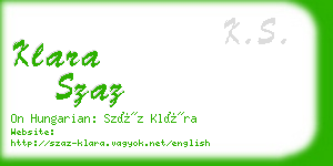 klara szaz business card